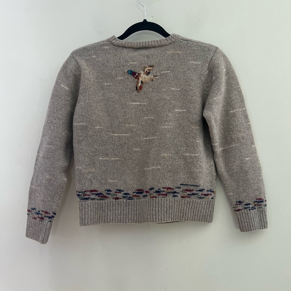 Lauren Ralph Lauren Taupe & Multicolor Embroidered Duck Cardigan - Picture 11 of 11